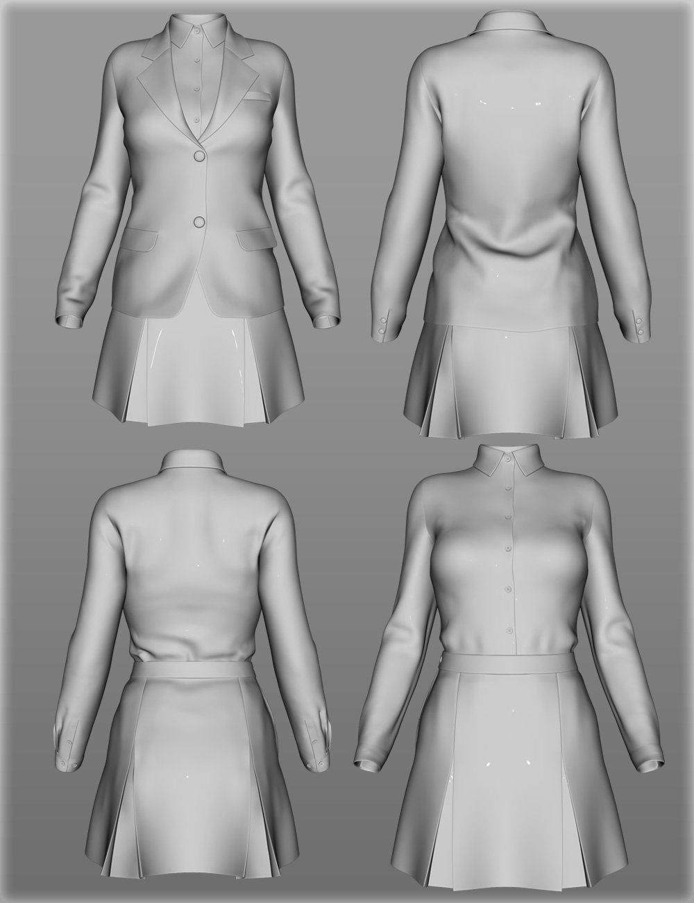 School Uniforms for Genesis 2 Female(s) by: IH Kang, 3D Models by Daz 3D