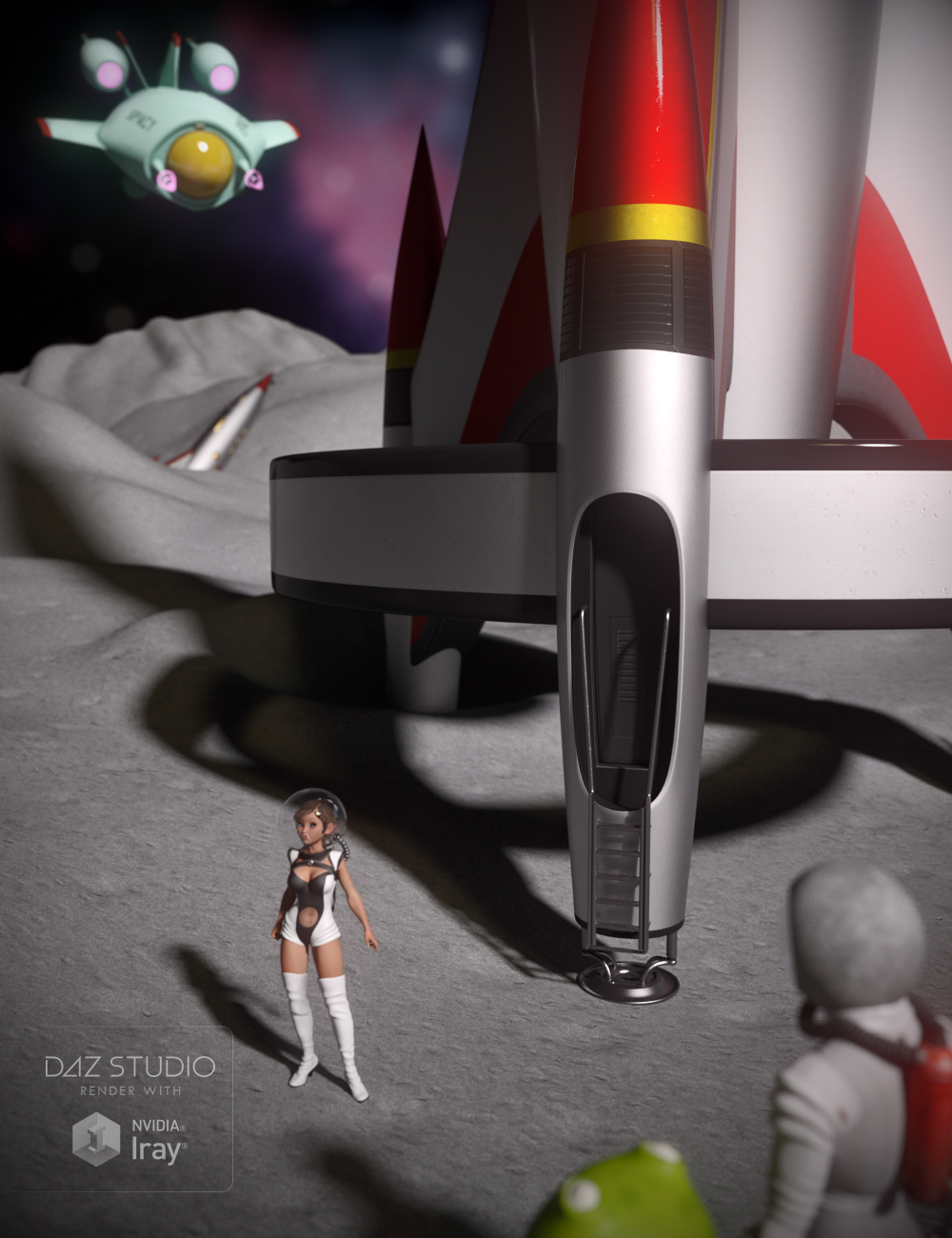 Toon Rocket and Moonscape Toon Rocket and Moonscape by: 3djoji, 3D Models by Daz 3D