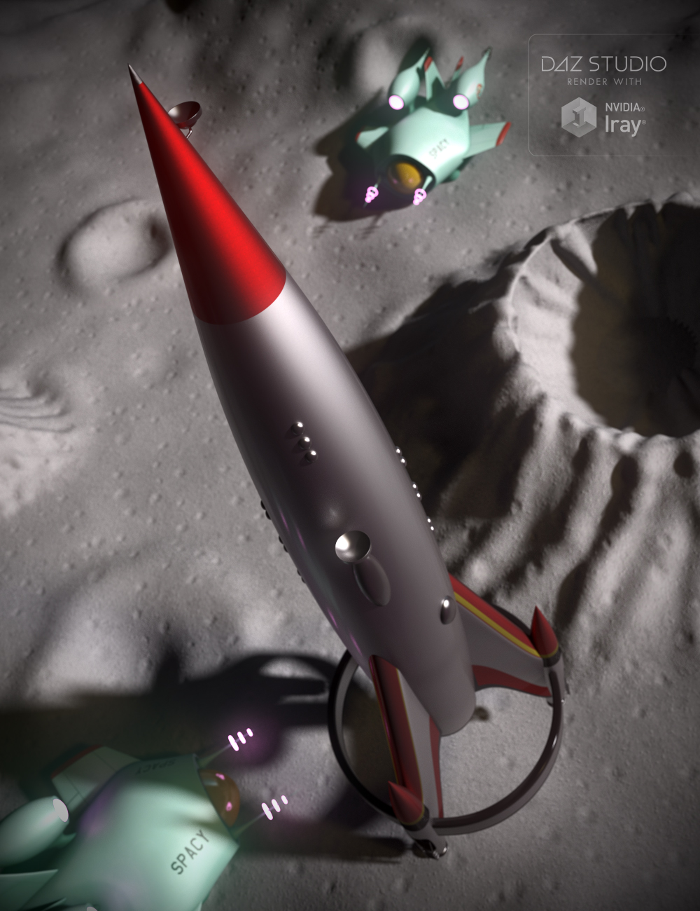 Toon Rocket and Moonscape by: 3djoji, 3D Models by Daz 3D