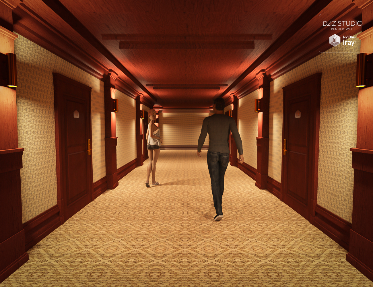 Hotel Hallway by: ForbiddenWhispers, 3D Models by Daz 3D