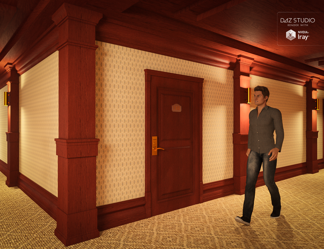 Hotel Hallway by: ForbiddenWhispers, 3D Models by Daz 3D