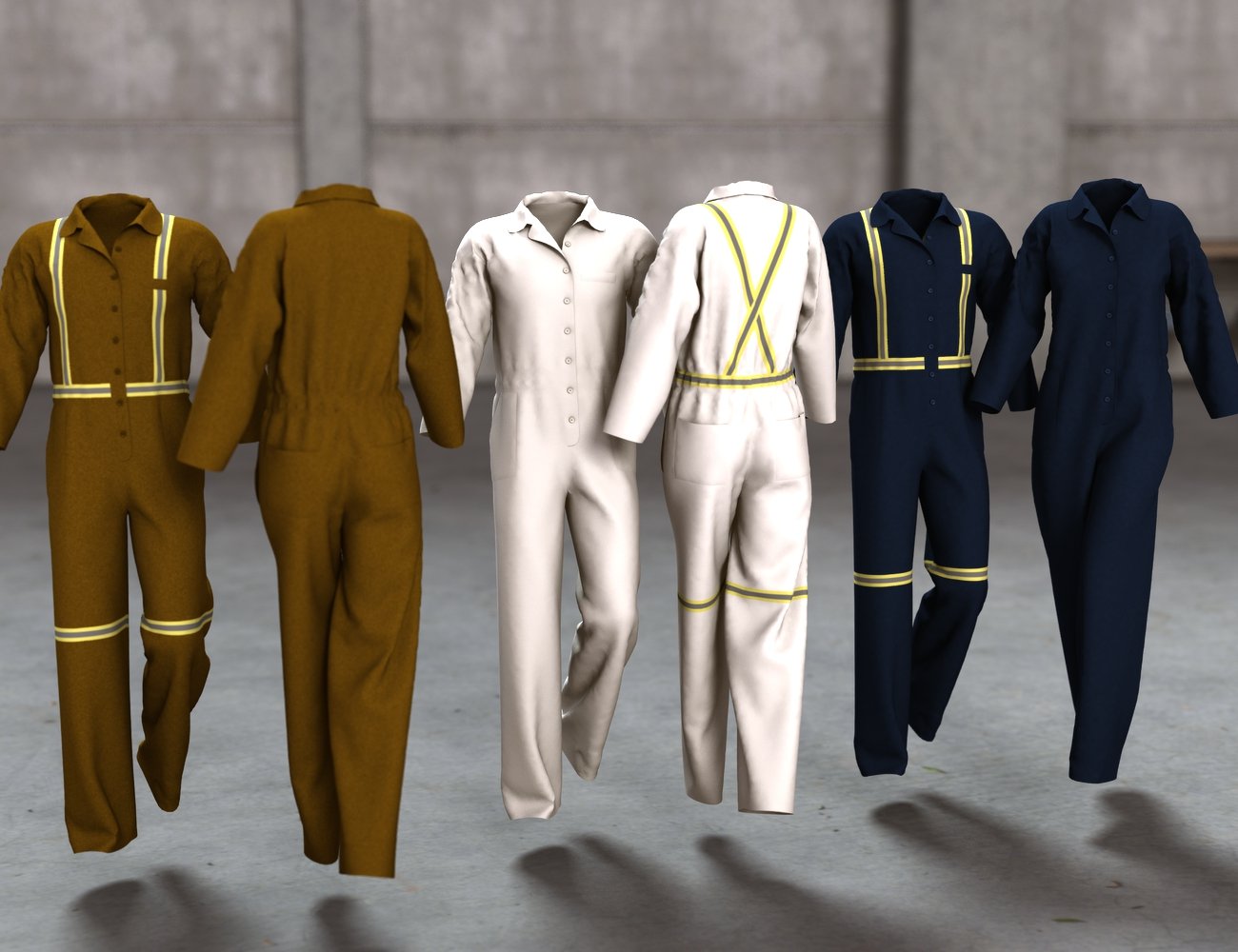 Blue Collar Basics Coveralls for Genesis 2 Males and Females Bundle by: Aave Nainen, 3D Models by Daz 3D