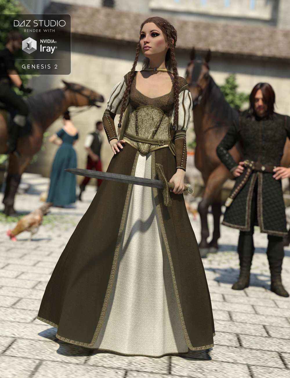 Arthurian Outfit for Genesis 2 Female(s)