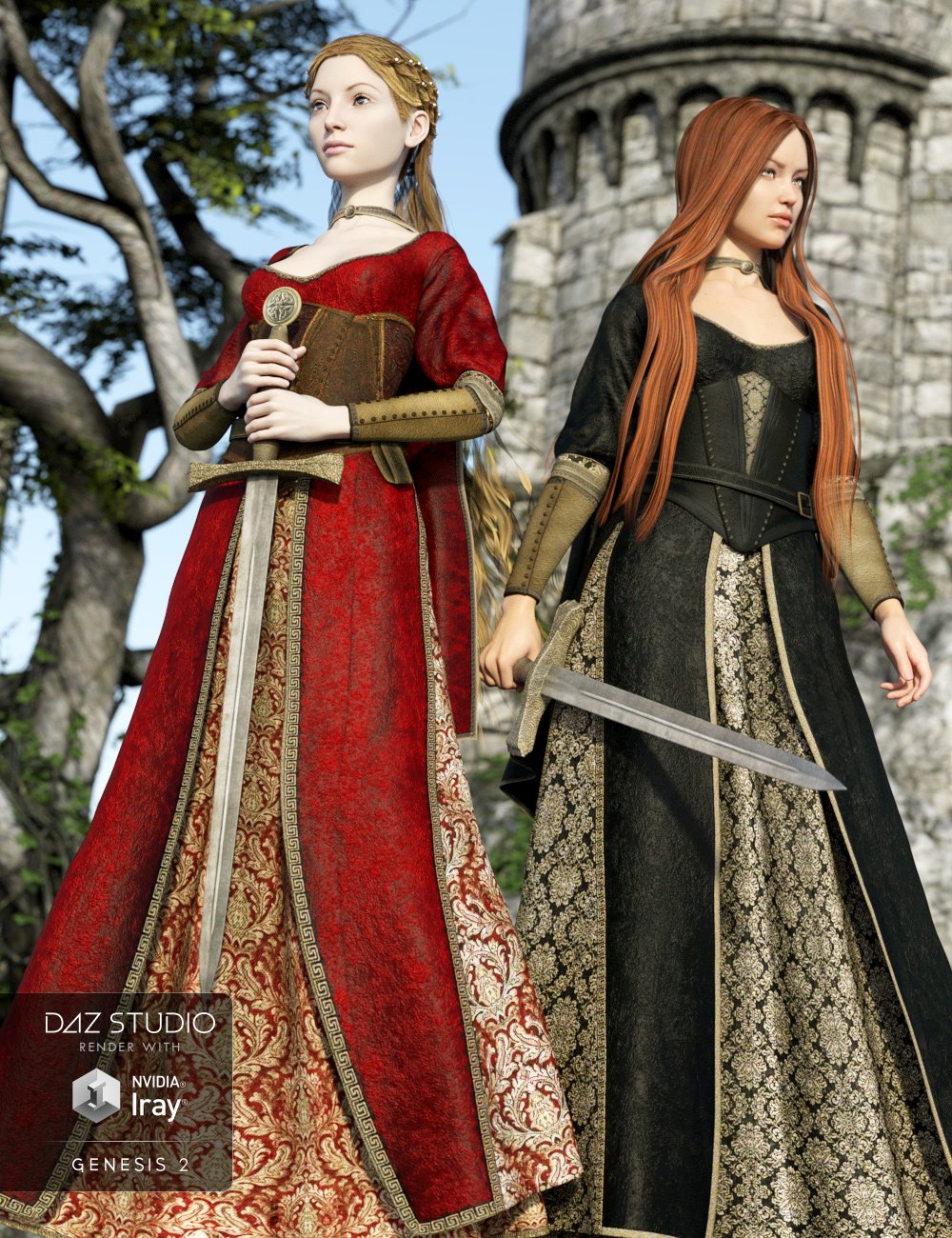 Arthurian Outfit Textures by: Sarsa, 3D Models by Daz 3D