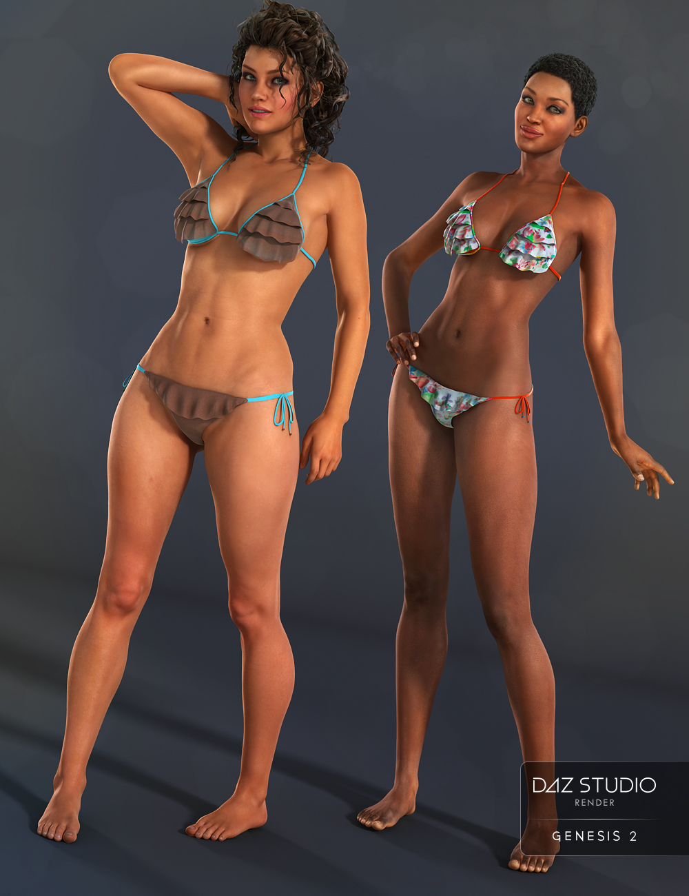 Frilly Triangle Bikini for Genesis 2 Female(s) by: Nikisatezbucketload3d, 3D Models by Daz 3D