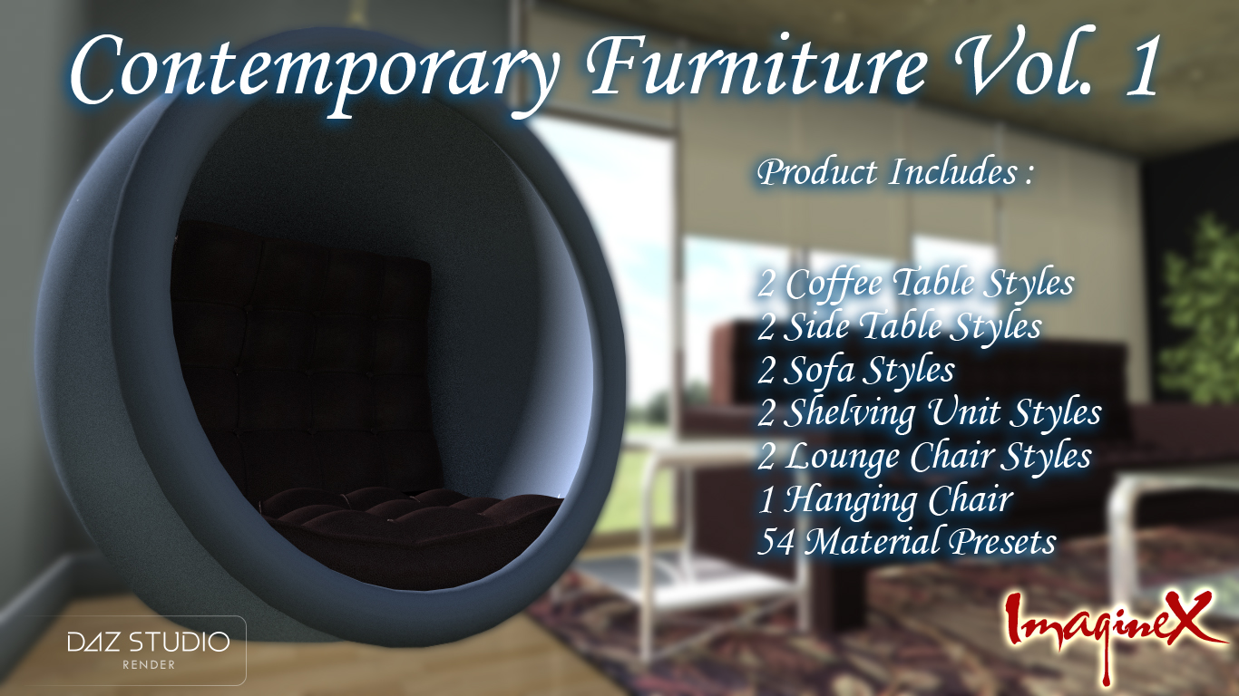 Contemporary Furniture Vol. 1 Contemporary Furniture Vol. 1 by: ImagineX, 3D Models by Daz 3D