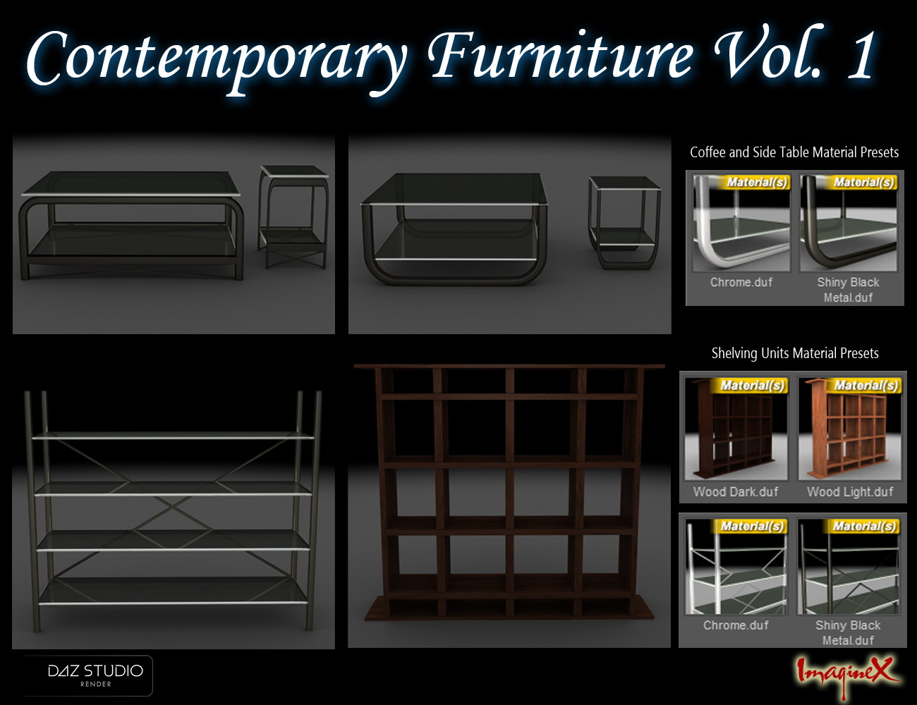 Contemporary Furniture Vol. 1 by: ImagineX, 3D Models by Daz 3D