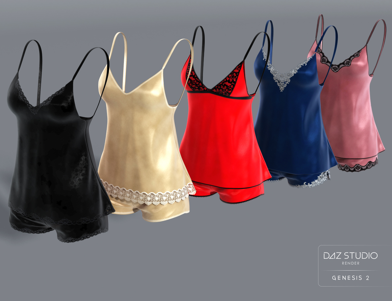 Silky Pjs for Genesis 2 Female(s) by: Nikisatezesha, 3D Models by Daz 3D