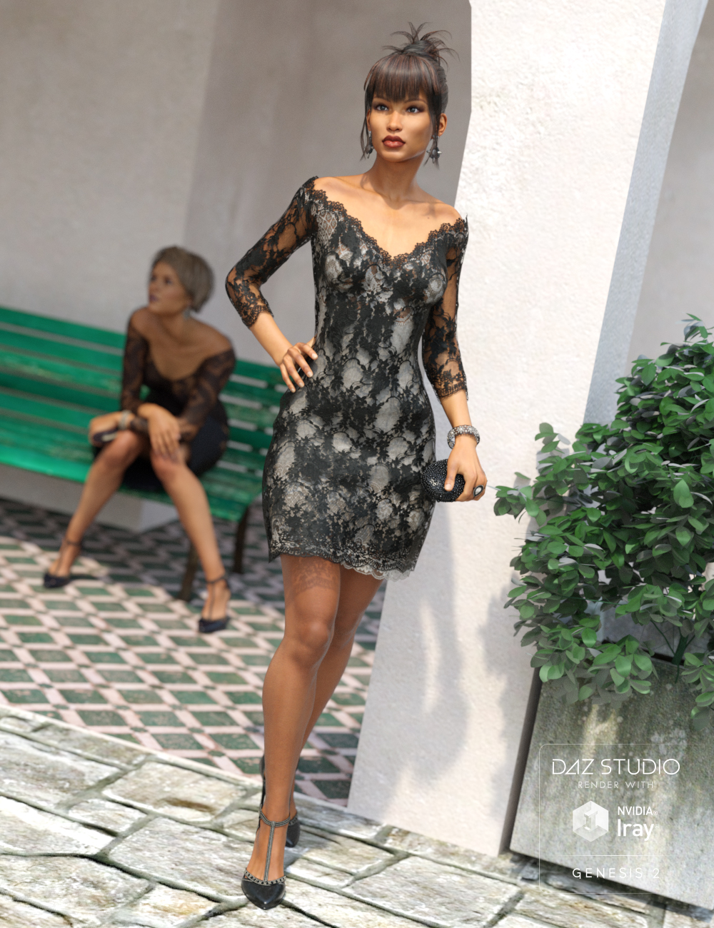 Luxury Lace Cocktail Dress I by: Sarsa, 3D Models by Daz 3D
