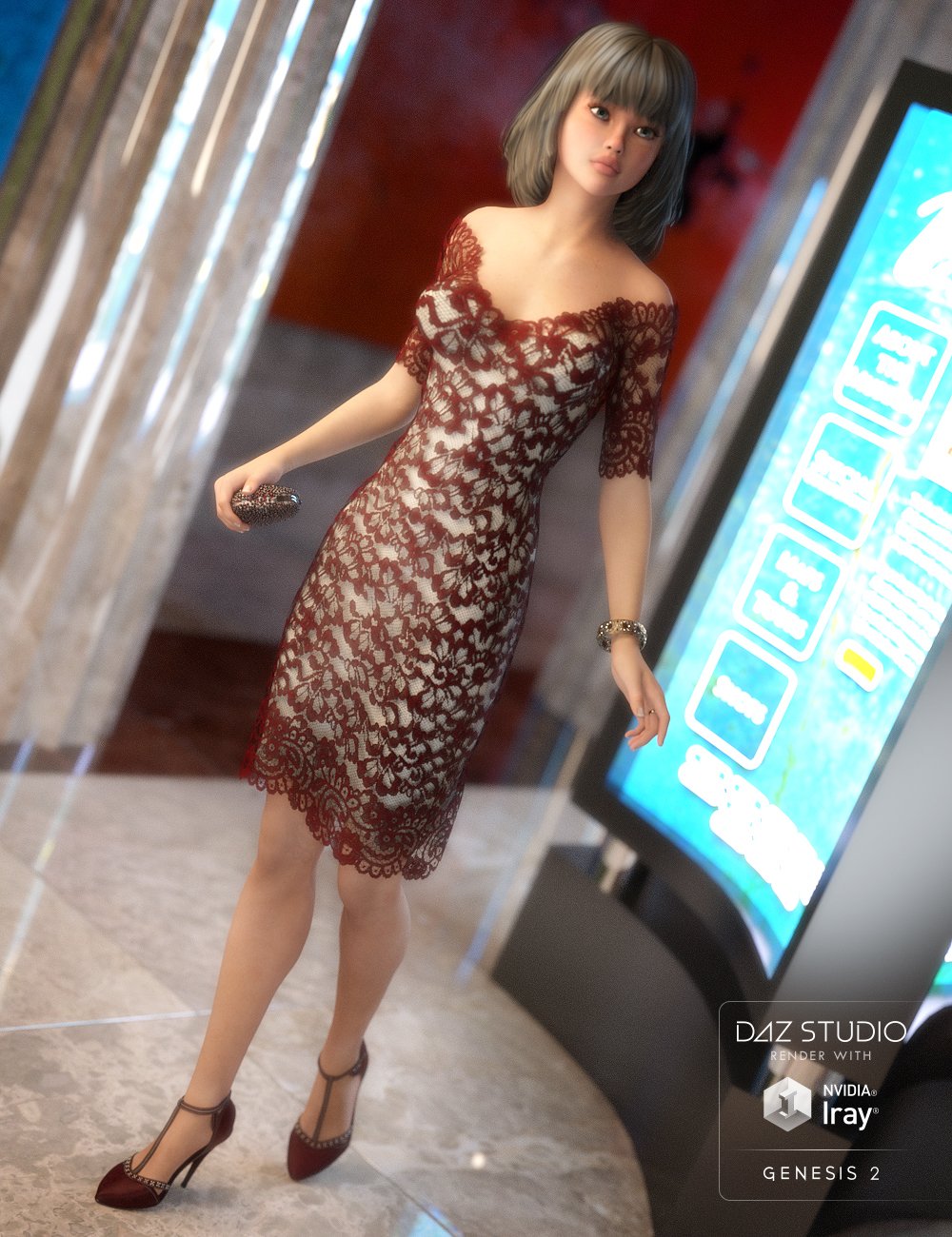 Luxury Lace Cocktail Dress II Luxury Lace Cocktail Dress II by: Sarsa, 3D Models by Daz 3D