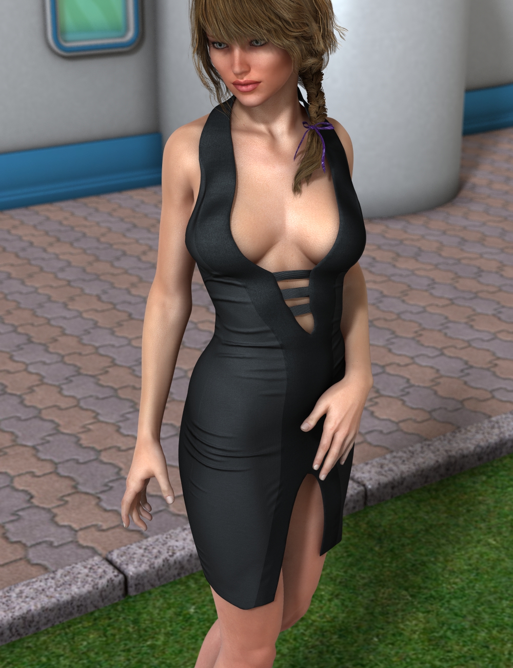 Front Slit Dress for Genesis 2 Female(s) by: Trendy Renders, 3D Models by Daz 3D