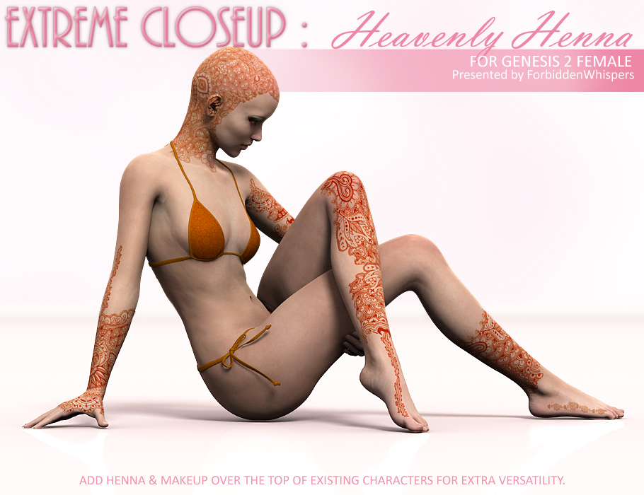 Extreme Closeup: Heavenly Henna for Genesis 2 Female(s) by: ForbiddenWhispers, 3D Models by Daz 3D