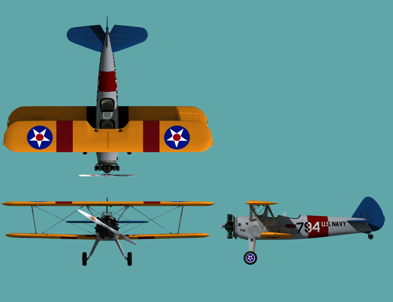 Blue Sky Biplane by: DarkMatter, 3D Models by Daz 3D