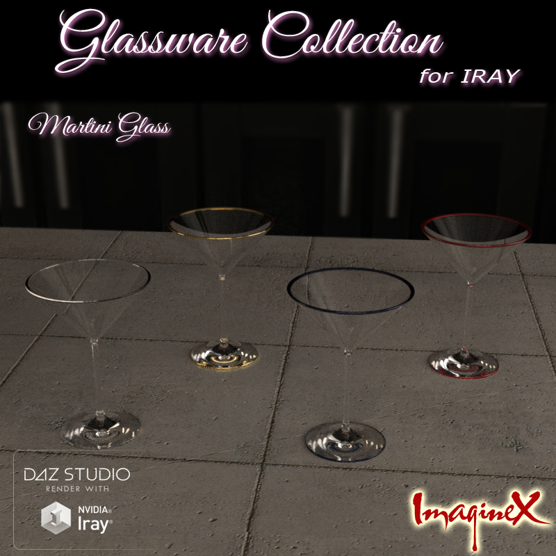 Glassware Collection for Iray by: ImagineX, 3D Models by Daz 3D