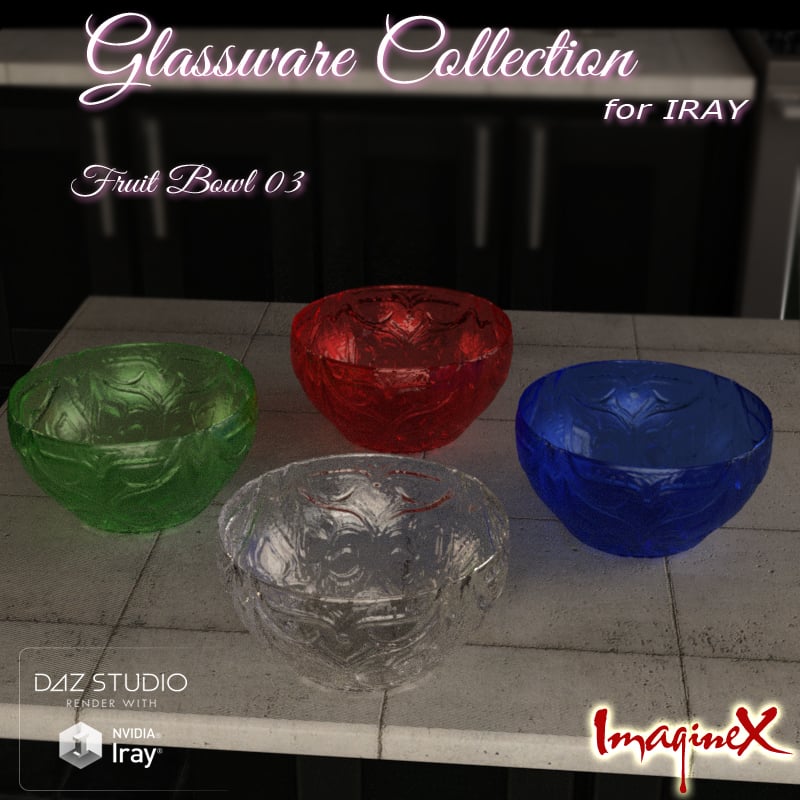 Glassware Collection for Iray by: ImagineX, 3D Models by Daz 3D
