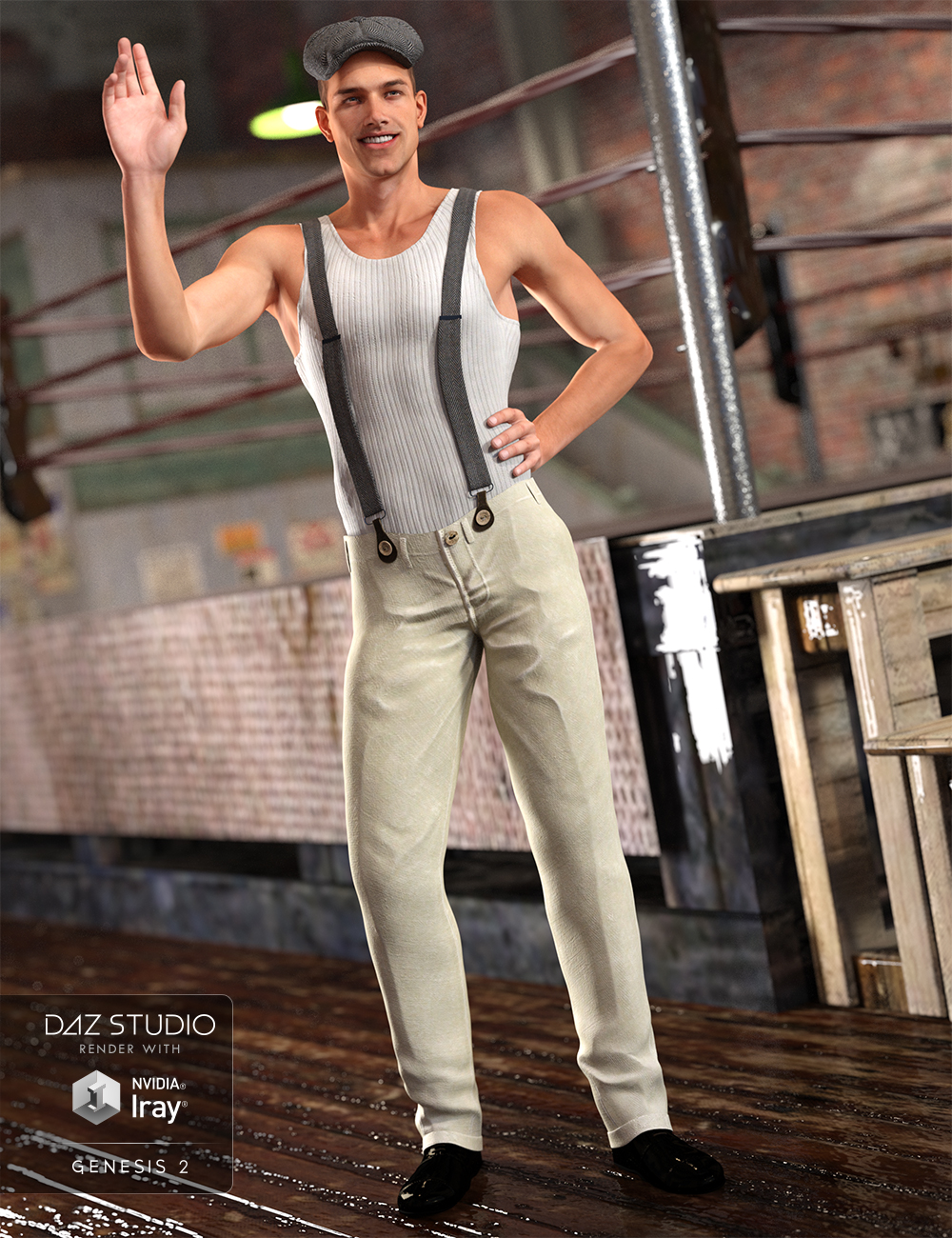 Vintage Boxing Manager Outfit for Genesis 2 Male(s) by: Didier, 3D Models by Daz 3D