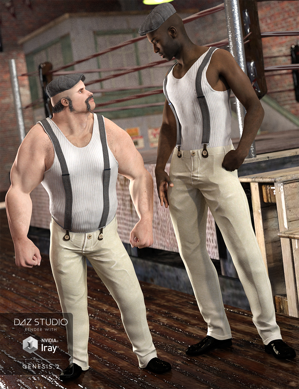 Vintage Boxing Manager Outfit for Genesis 2 Male(s) by: Didier, 3D Models by Daz 3D