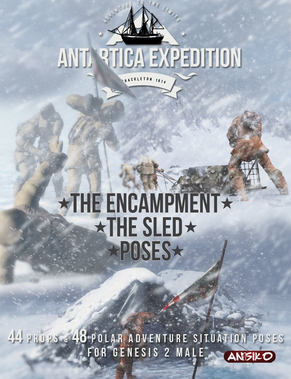 Antarctica Expedition: The Encampment, Sled and Poses by: Ansiko, 3D Models by Daz 3D