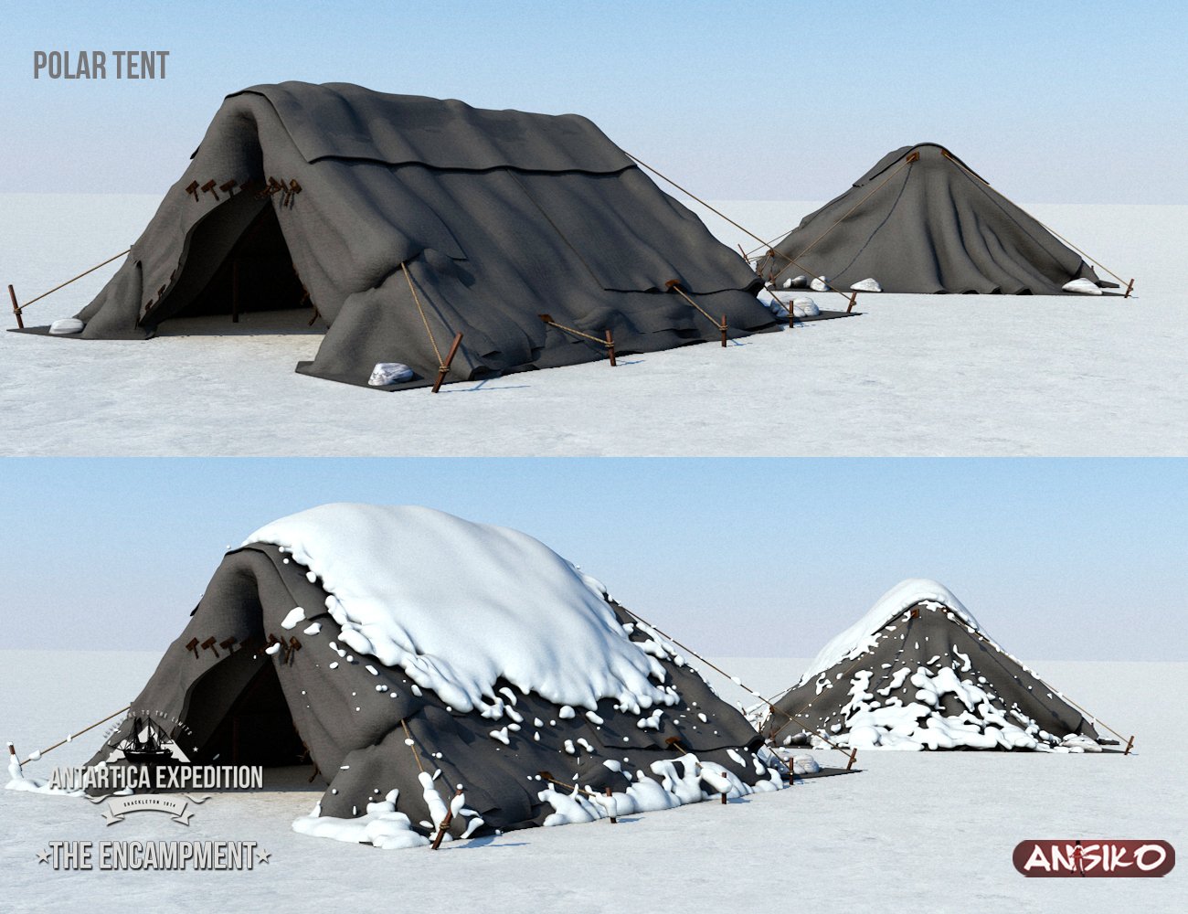 Antarctica Expedition: The Encampment, Sled and Poses Antarctica Expedition: The Encampment, Sled and Poses by: Ansiko, 3D Models by Daz 3D