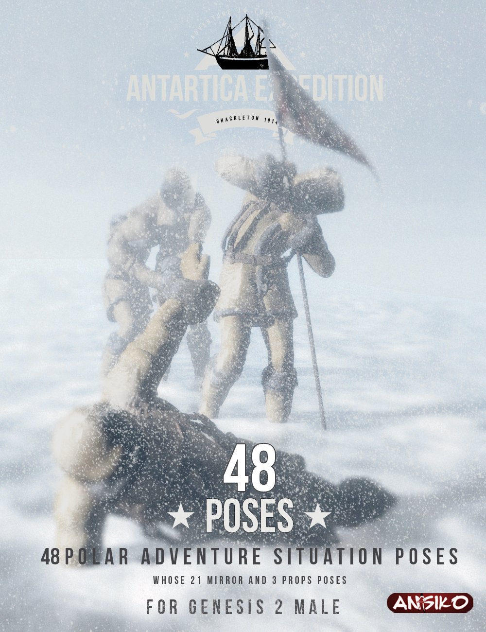 Antarctica Expedition: The Encampment, Sled and Poses Antarctica Expedition: The Encampment, Sled and Poses by: Ansiko, 3D Models by Daz 3D