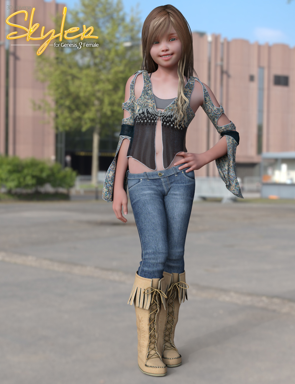Skyler Character and Hair for Genesis 3 Female(s) by: 3D Universe, 3D Models by Daz 3D