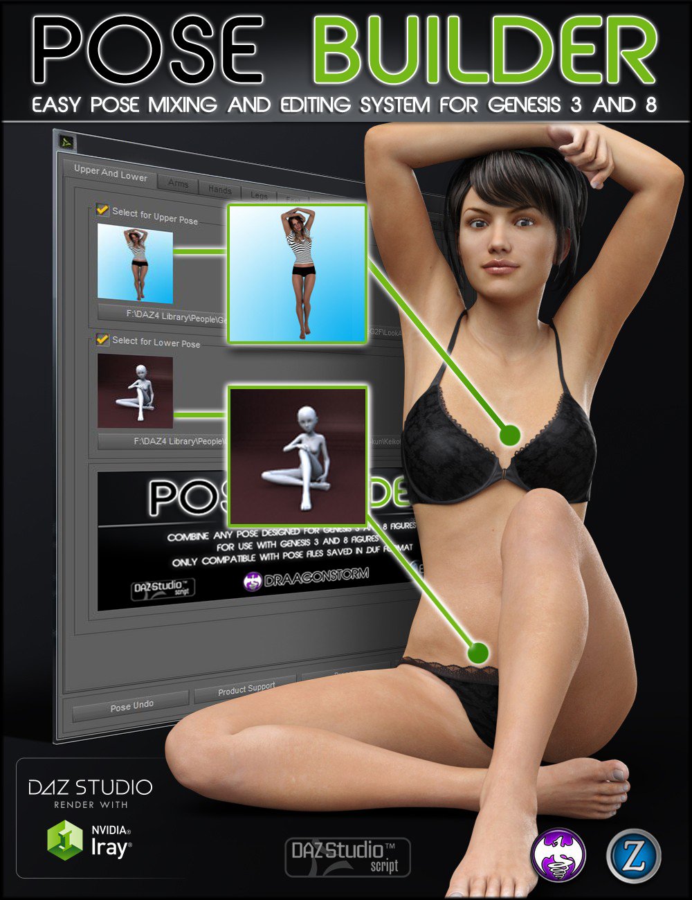 Pose Builder for Genesis 3 and 8 by: DraagonStormZev0, 3D Models by Daz 3D