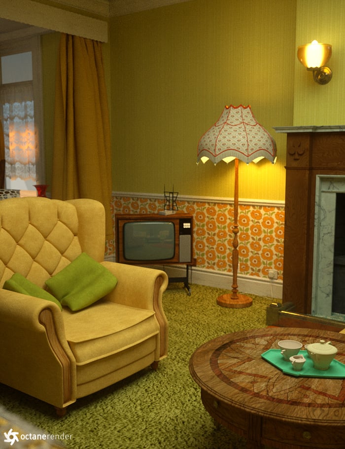 The Cosy Kitsch Living Room Props by: David BrinnenForbiddenWhispers, 3D Models by Daz 3D