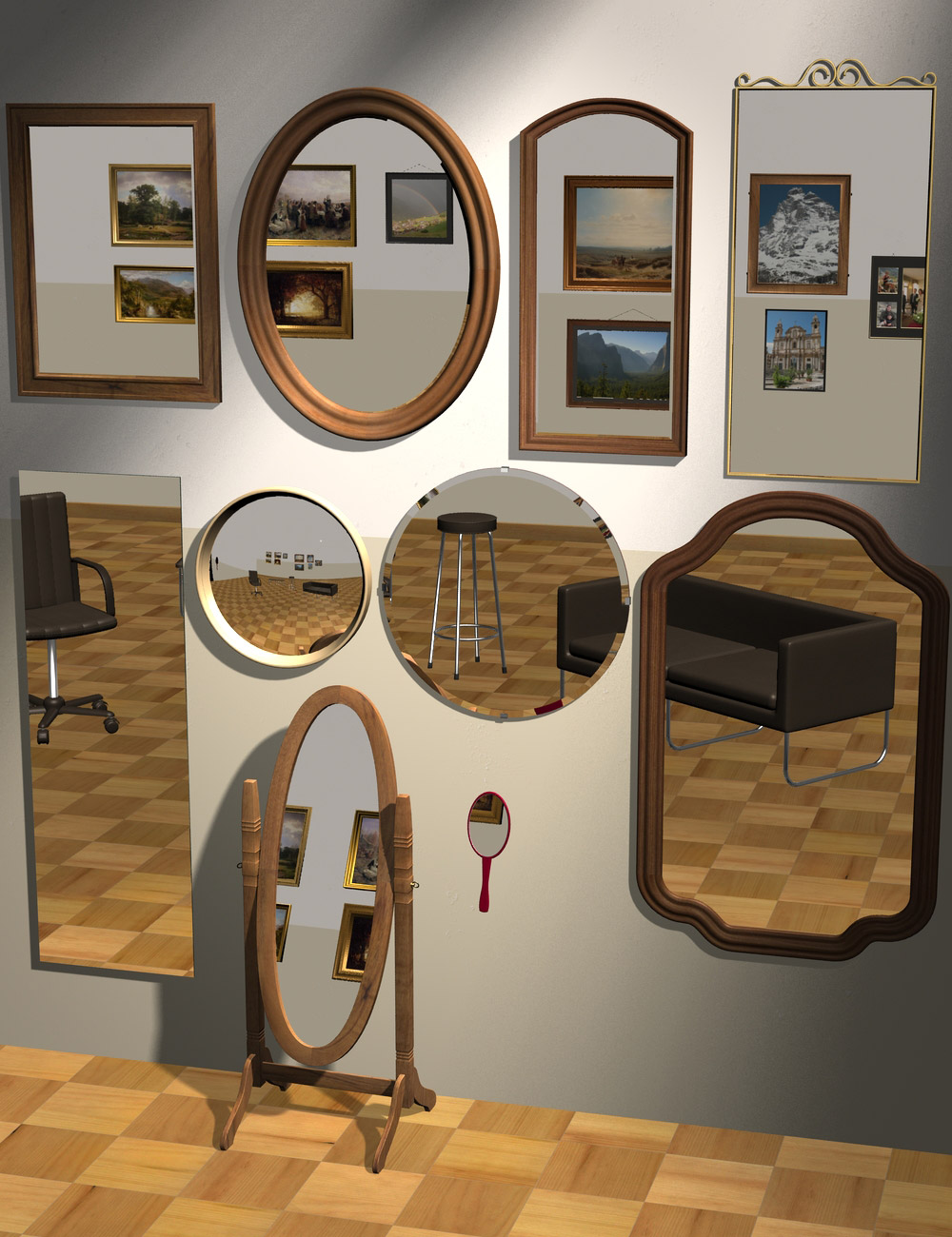 Everyday Frames & Mirrors by: maclean, 3D Models by Daz 3D