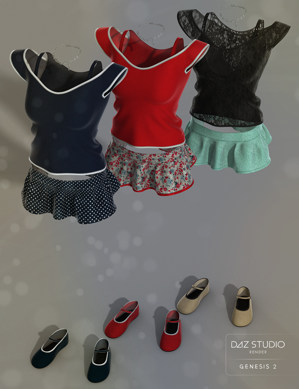Little Flirt Outfit for Genesis 2 Female(s) by: Bluebird 3D ClothingSarsa, 3D Models by Daz 3D
