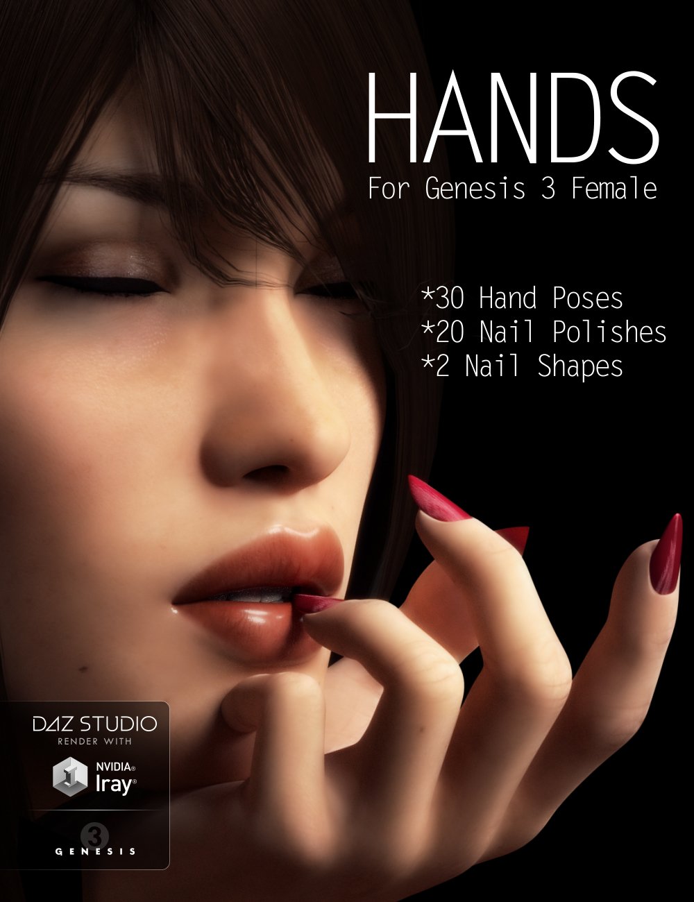 Hands for Genesis 3 Female(s) by: Neikdian, 3D Models by Daz 3D