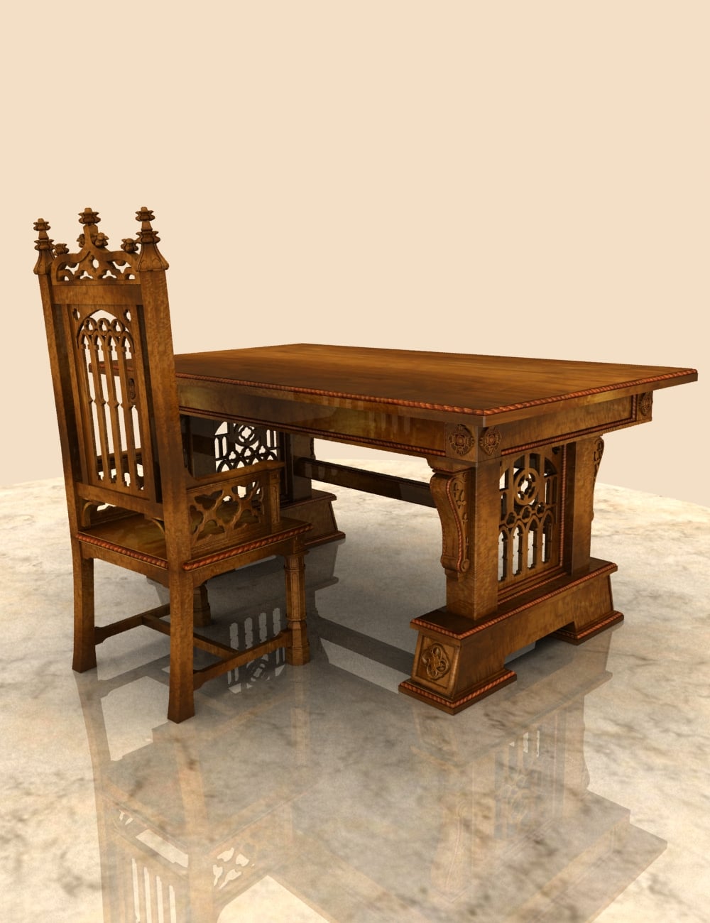 Gothic Desk & Chair | Daz 3D