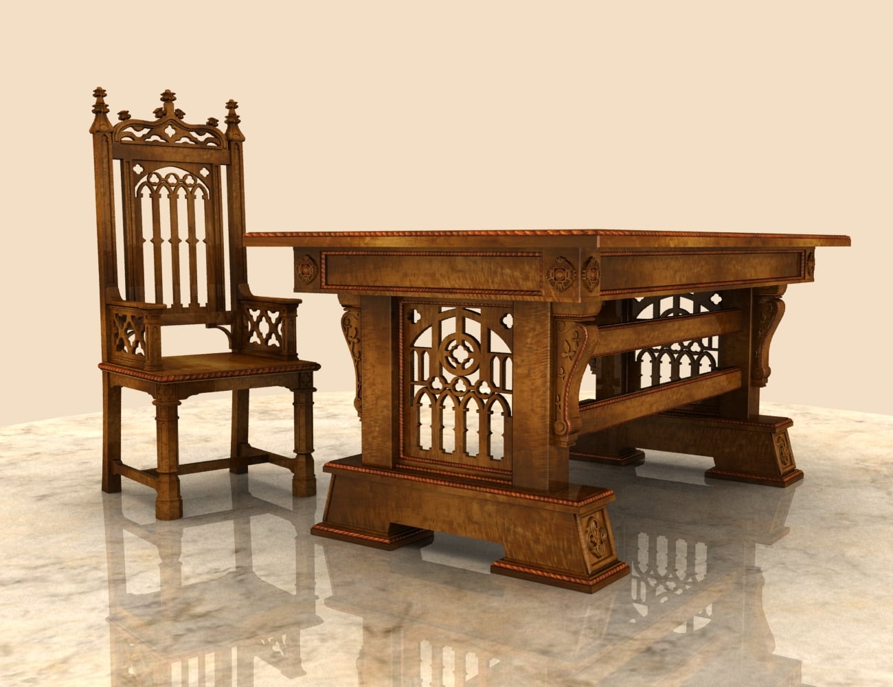 Gothic Desk & Chair | Daz 3D