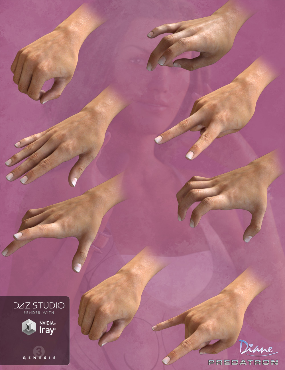 All Hands Poses for Genesis 3 Female(s) by: DianePredatron, 3D Models by Daz 3D