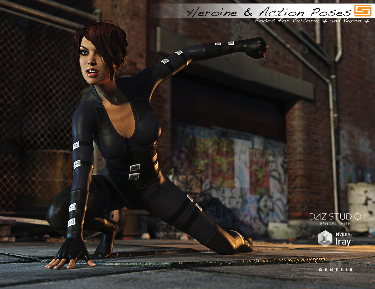 Heroine & Action Poses for Victoria 7 and Karen 7 by: Sedor, 3D Models by Daz 3D