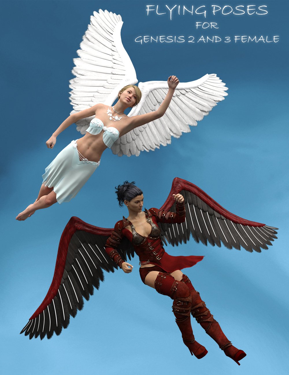 Flying Poses for Genesis 2 Female(s) and Genesis 3 Female(s) by: midnight_stories, 3D Models by Daz 3D