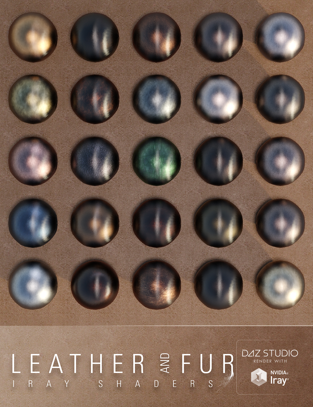 Leather and Fur Iray Shaders by: JGreenlees, 3D Models by Daz 3D