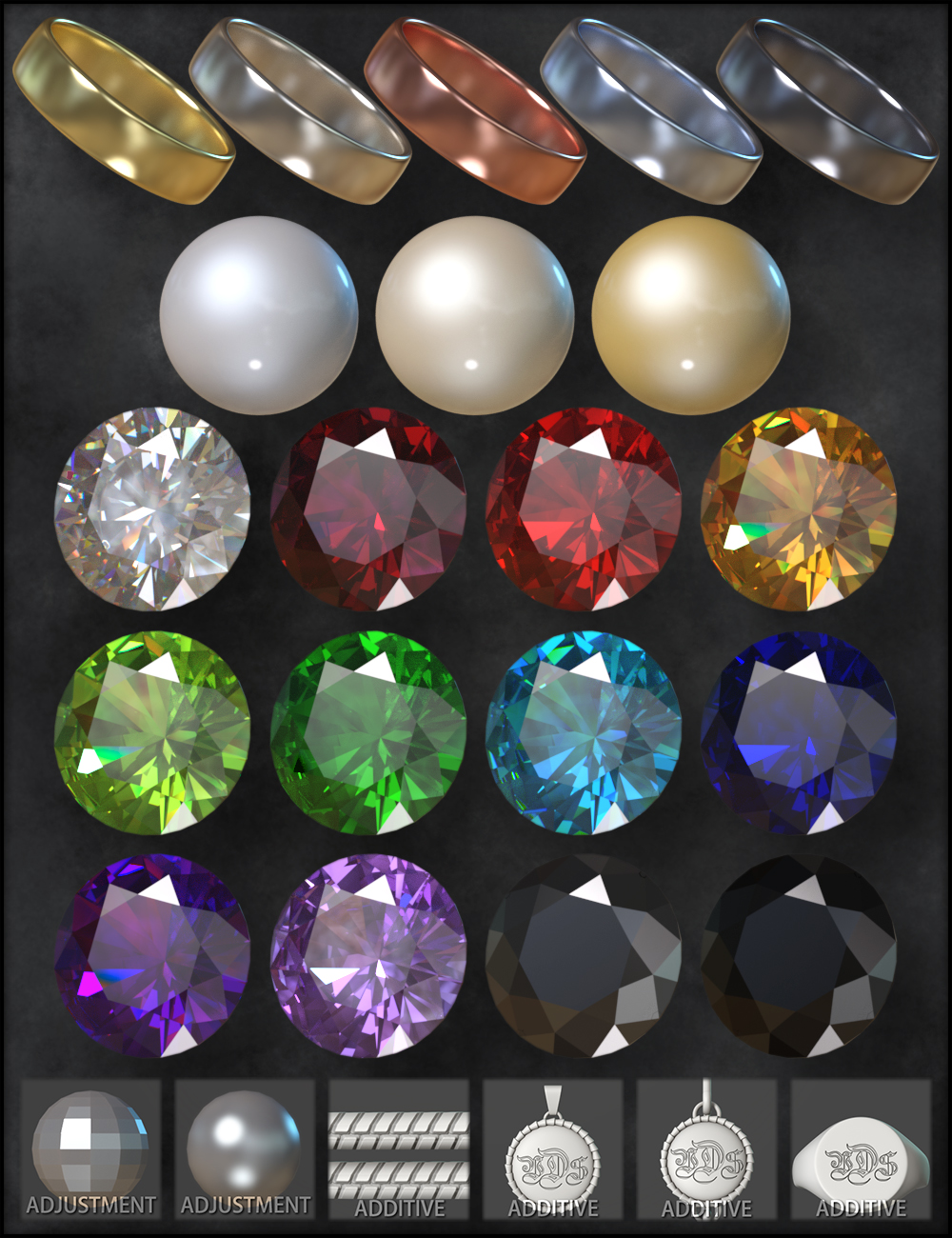 Jewelry Basics for Genesis 3 Female(s) by: Fisty & Darc, 3D Models by Daz 3D