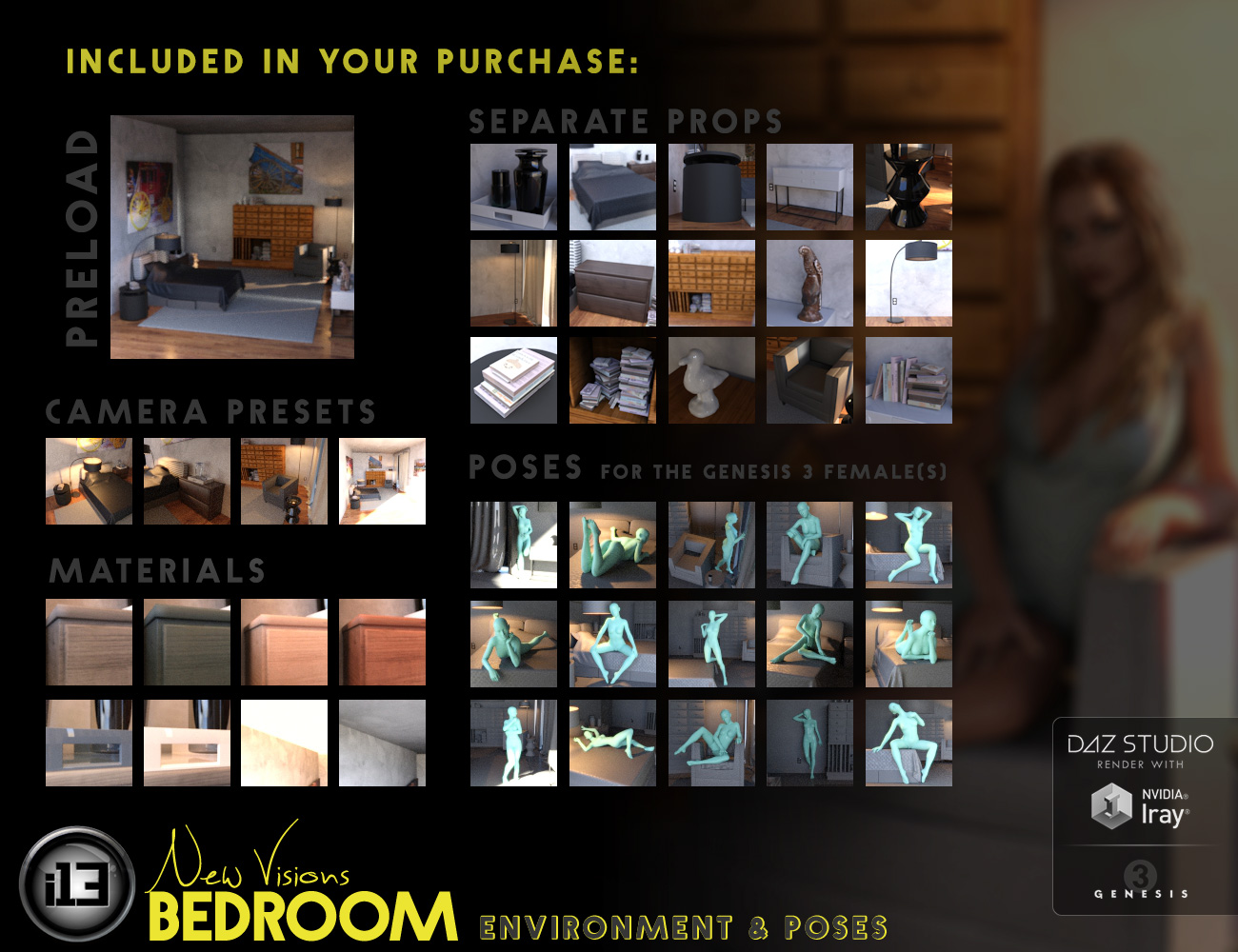 i13 New Visions Bedroom by: ironman13, 3D Models by Daz 3D