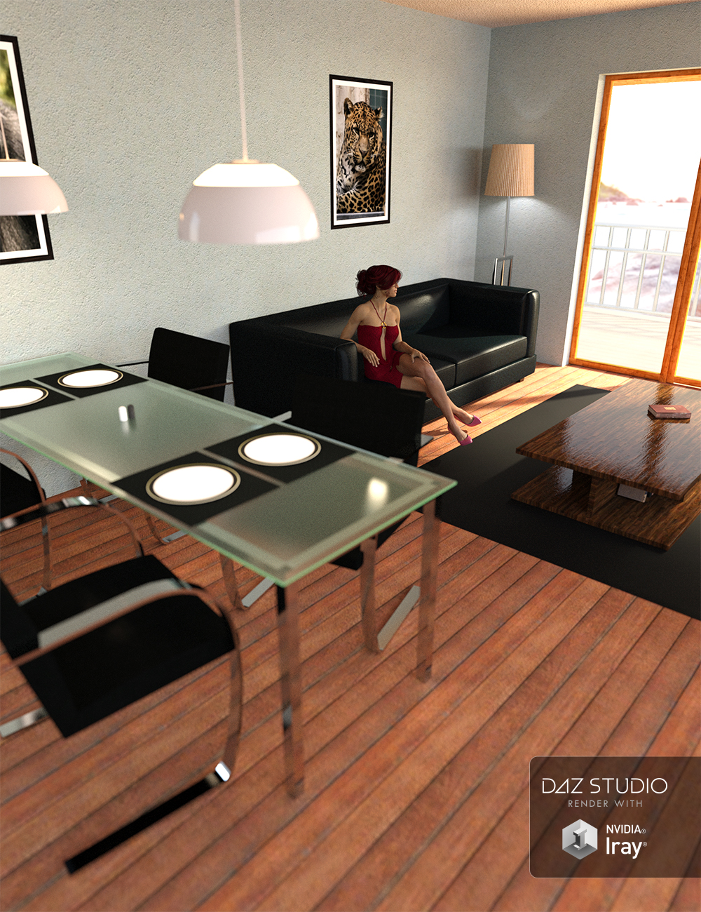 Living Room Interior by: , 3D Models by Daz 3D