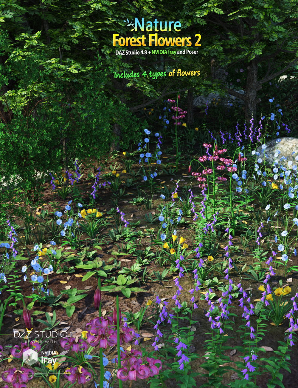 Nature - Forest Flowers 2 by: Andrey Pestryakov, 3D Models by Daz 3D