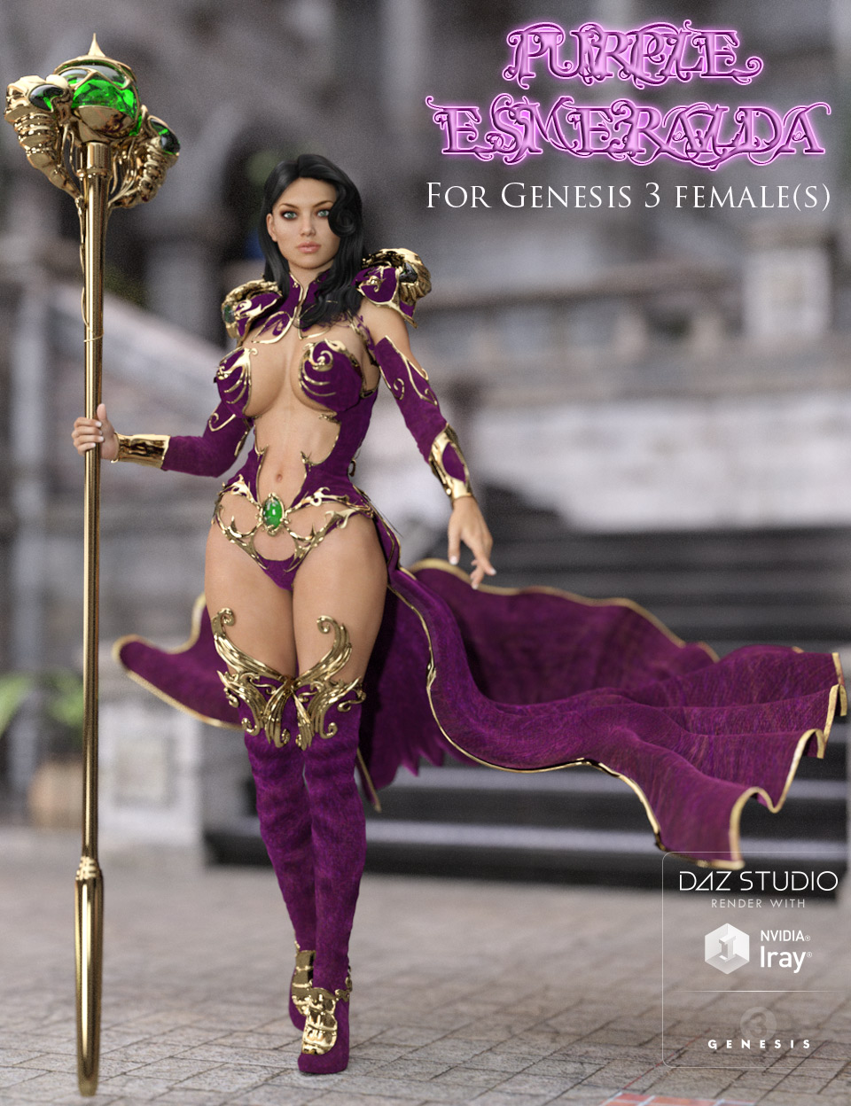 Purple Esmeralda for Genesis 3 Female(s) by: powerage, 3D Models by Daz 3D