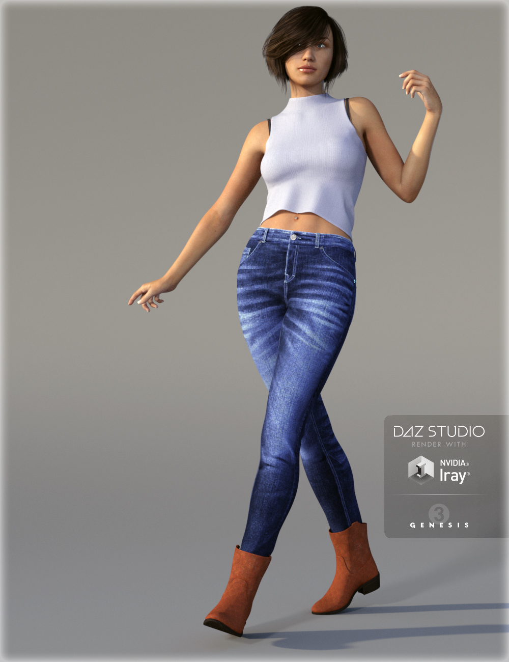 Skinny Jean Outfit for Genesis 3 Female(s) | Daz 3D