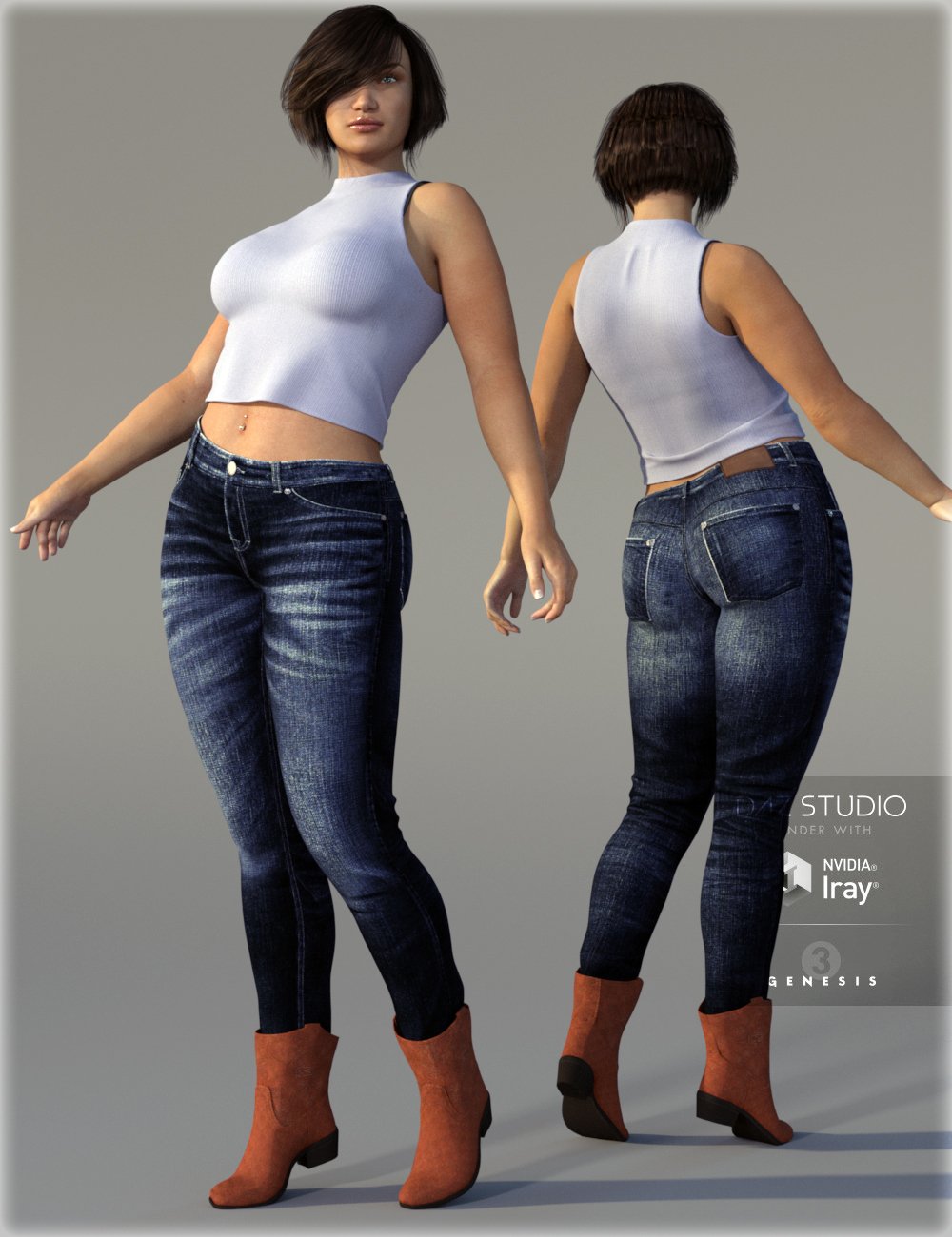 Skinny Jean Outfit for Genesis 3 Female(s) | Daz 3D