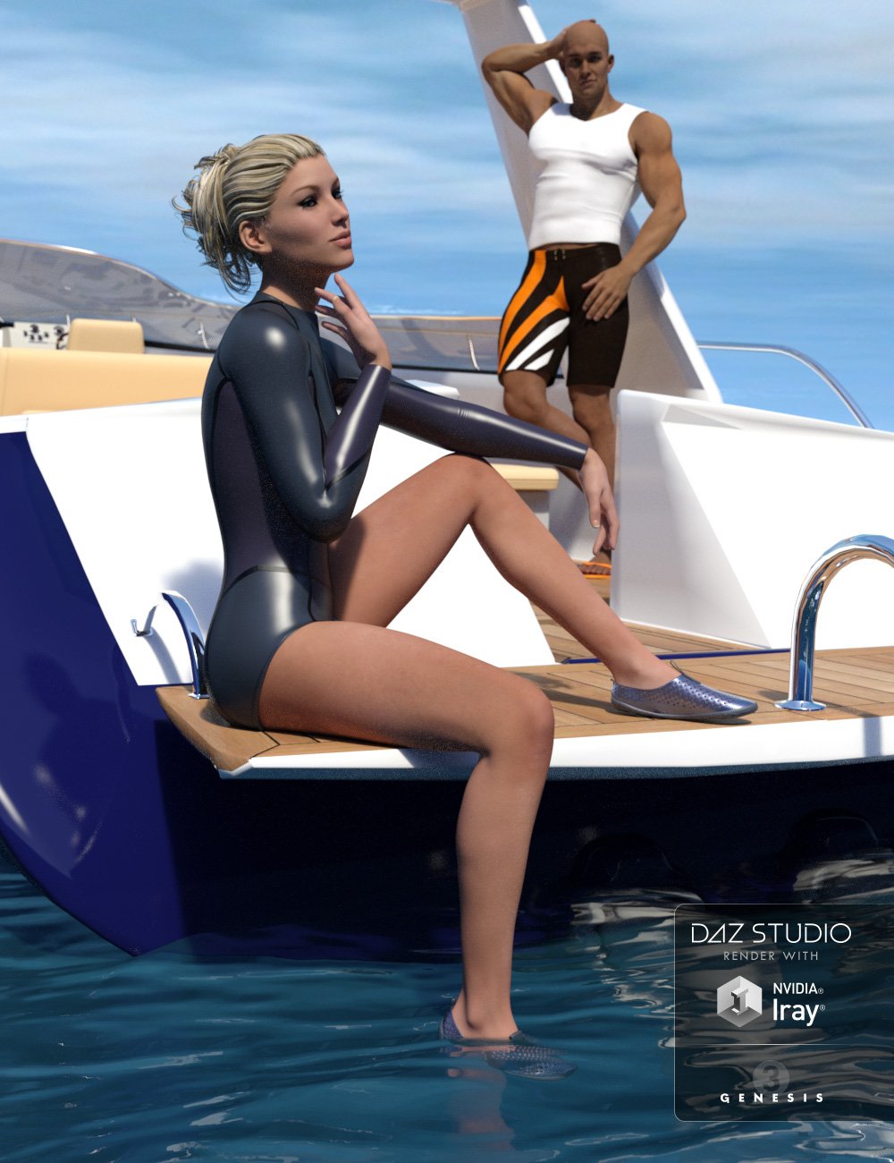 Sporty Shorty and Water Shoes for Genesis 3 Female(s) by: HolbeinC, 3D Models by Daz 3D