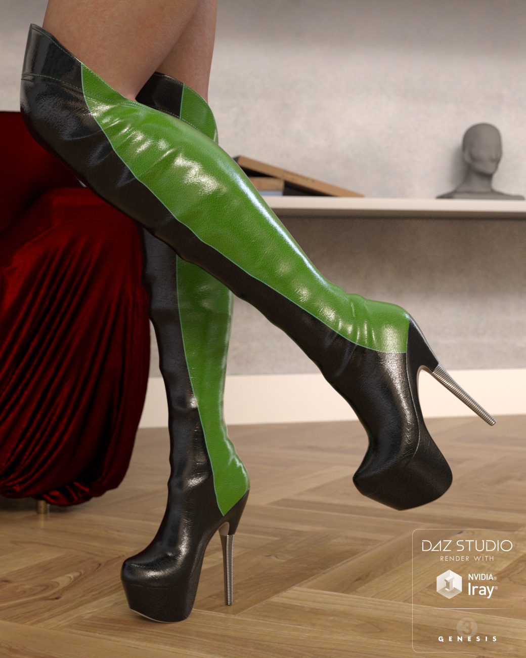Overknee Boots for Genesis 3 Female(s) by: Lilflame, 3D Models by Daz 3D