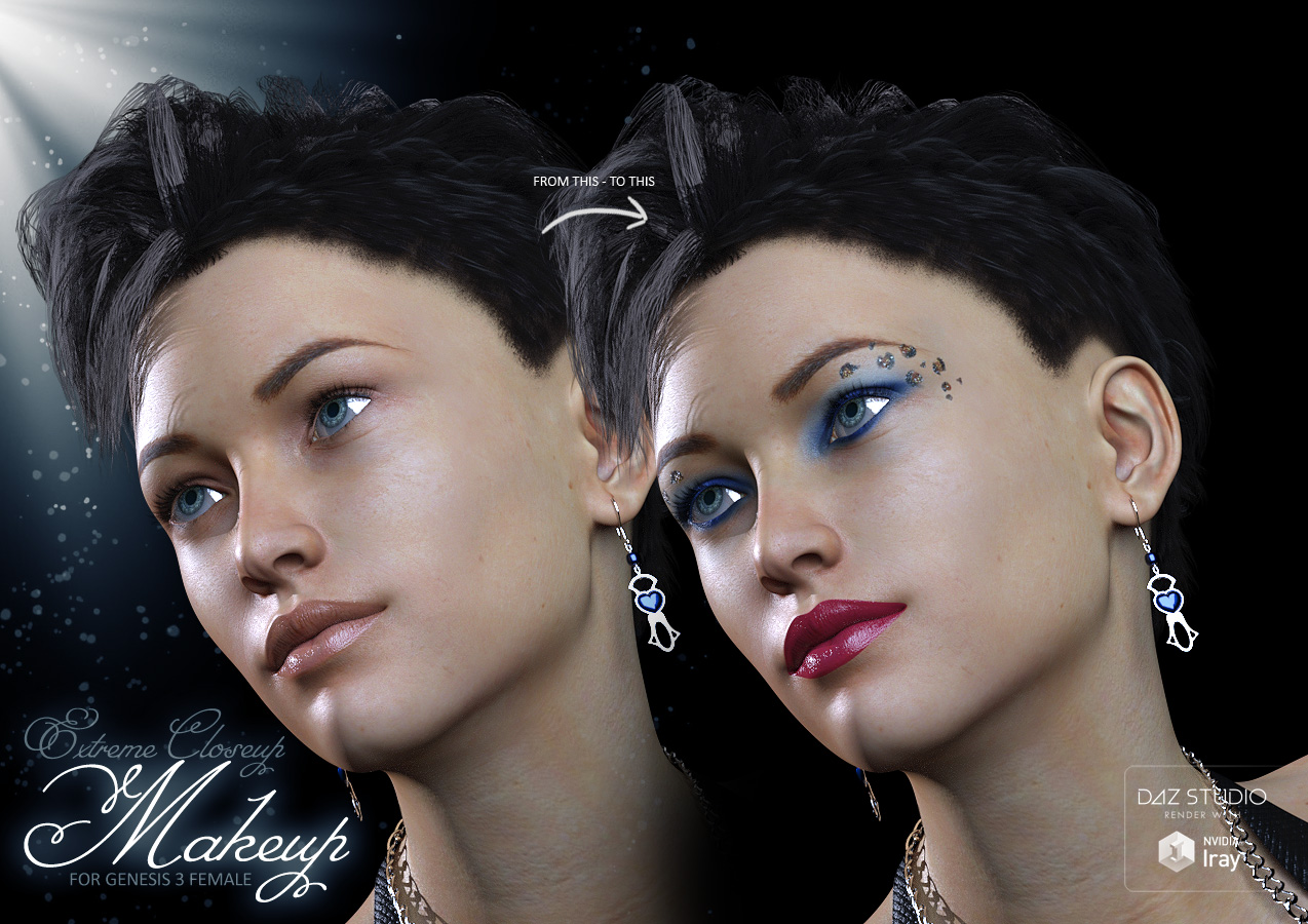 Extreme Closeup: Makeup for Genesis 3 Female(s) by: ForbiddenWhisperschevybabe25, 3D Models by Daz 3D