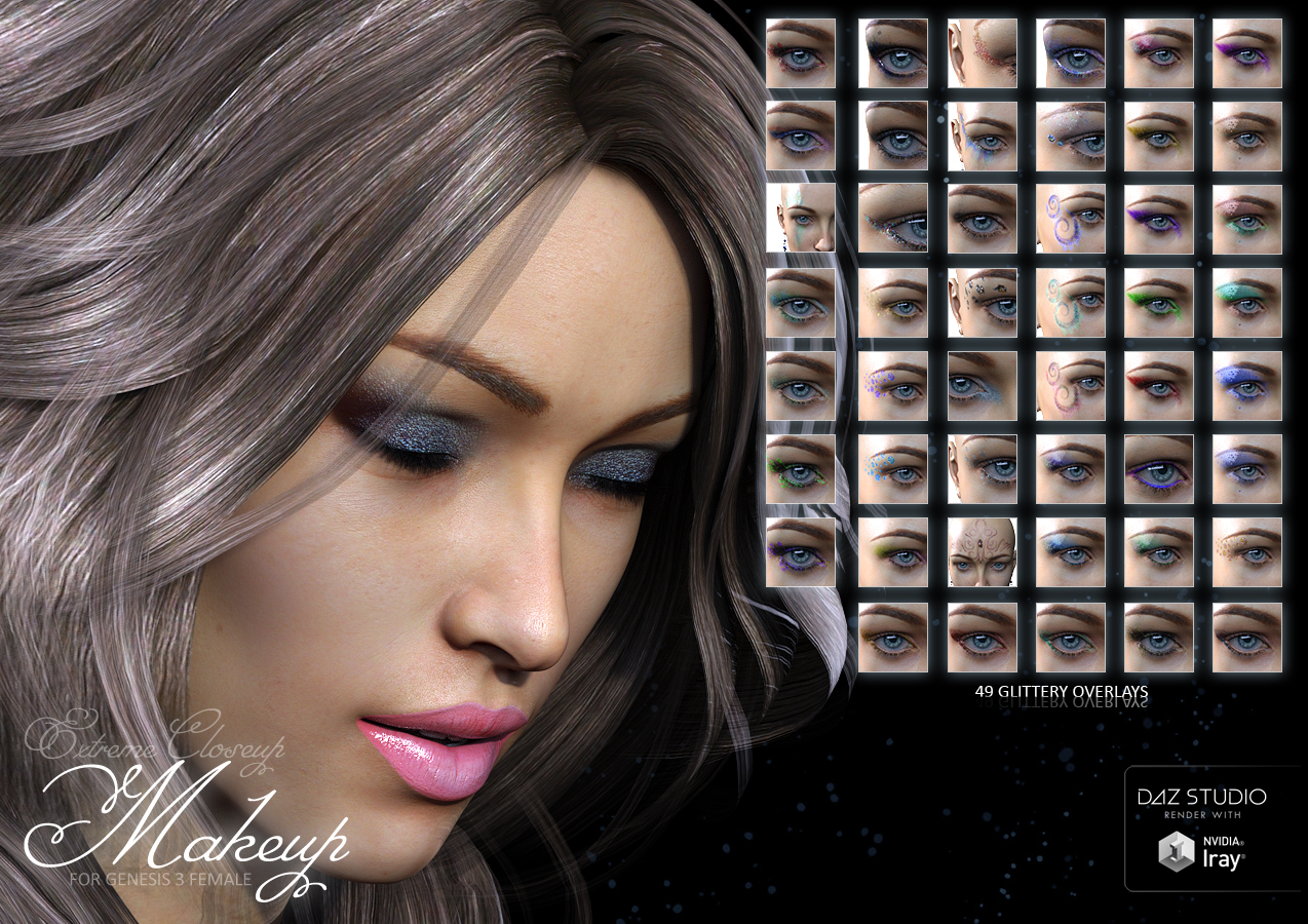 Extreme Closeup: Makeup for Genesis 3 Female(s) Extreme Closeup: Makeup for Genesis 3 Female(s) by: ForbiddenWhisperschevybabe25, 3D Models by Daz 3D