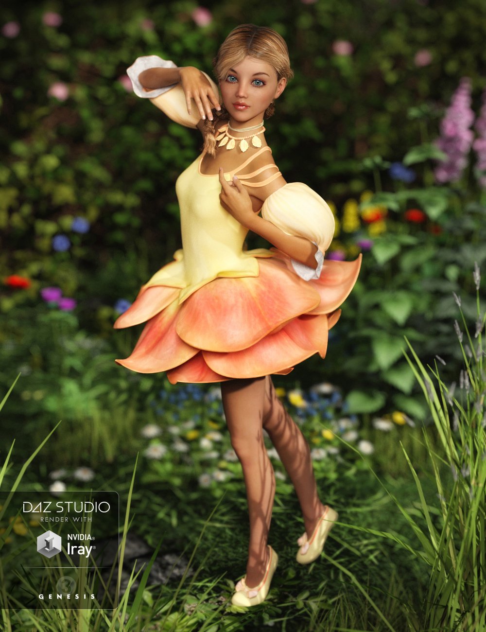 Rose Fairy Outfit for Genesis 3 Female(s) by: MadaSarsa, 3D Models by Daz 3D