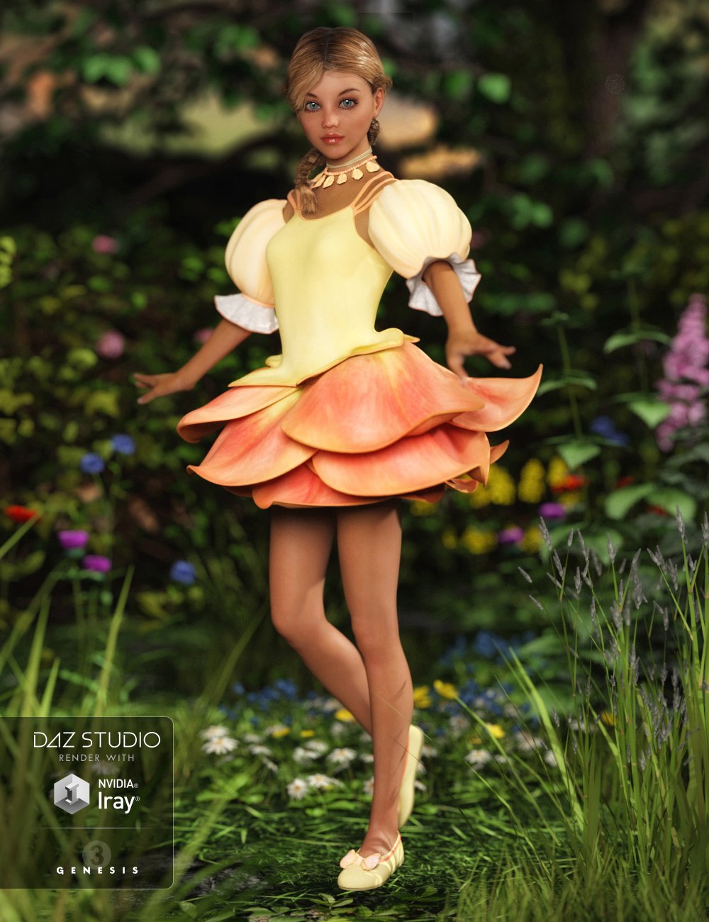 Rose Fairy Outfit for Genesis 3 Female(s) by: MadaSarsa, 3D Models by Daz 3D