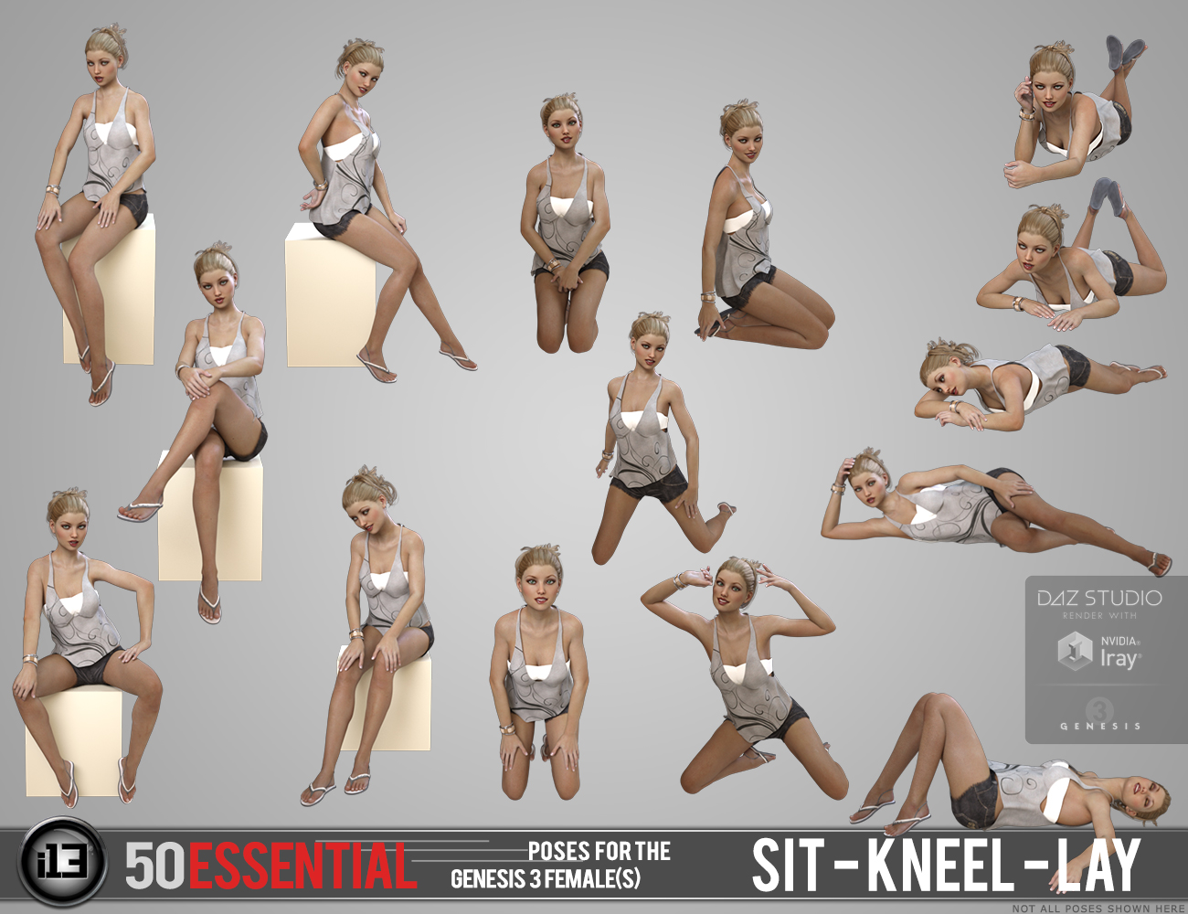 i13 50 Essential Poses for Genesis 3 Female(s) by: ironman13, 3D Models by Daz 3D
